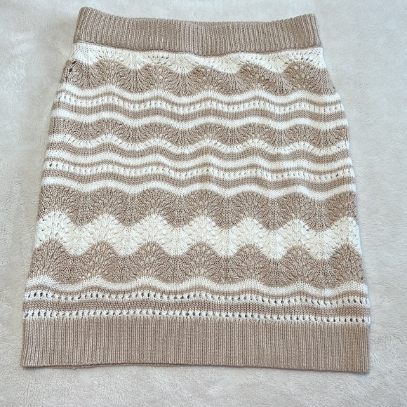 Anthropologie Pointelle Knit Midi Skirt Cream Beige Small - Picture 3 of 9